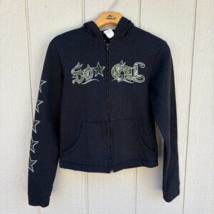 No Fear Y2K So Cal Hoodie Women's Small Black Camo Full Zip Stars Punk Grunge